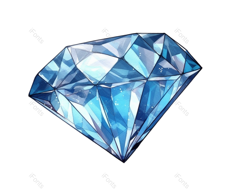 卡通图片,手绘钻石元素,浪漫PNG,蓝色免抠素材